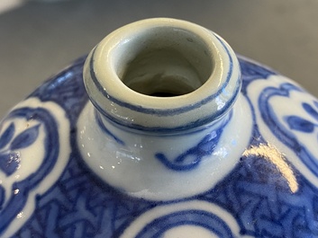 A Chinese blue and white square flask and a kendi, Ming